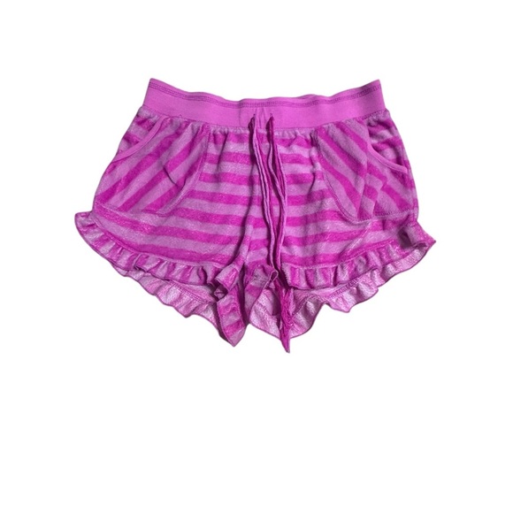 Betsey Johnson Vintage Terry Pink Ruffe Shorts Size M - Picture 1 of 4